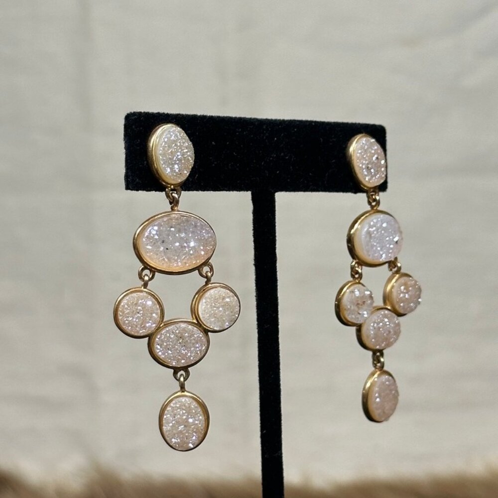 Marcia Moran Gold-Filled Multi-Druzy Statement Earrings - Picture 2 of 3